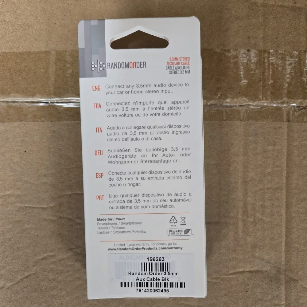 AUX Audio Cable 3.3ft Black